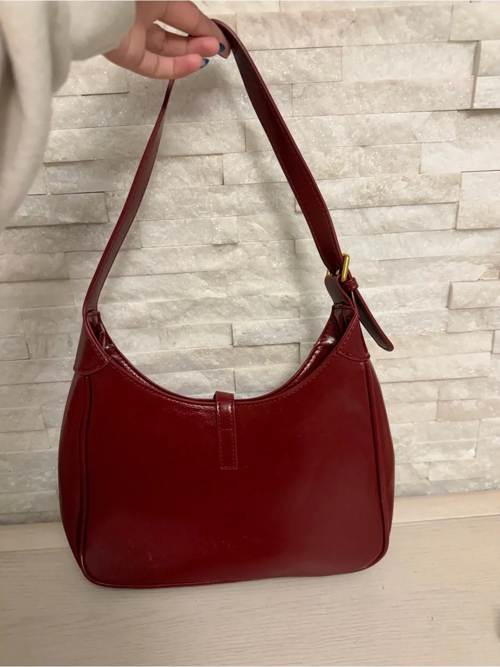 Classic Women's Shoulder Bag in Deep Red